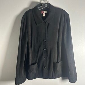 JM Collection Womens Black Button Up Shacket Size 18 Casual Office